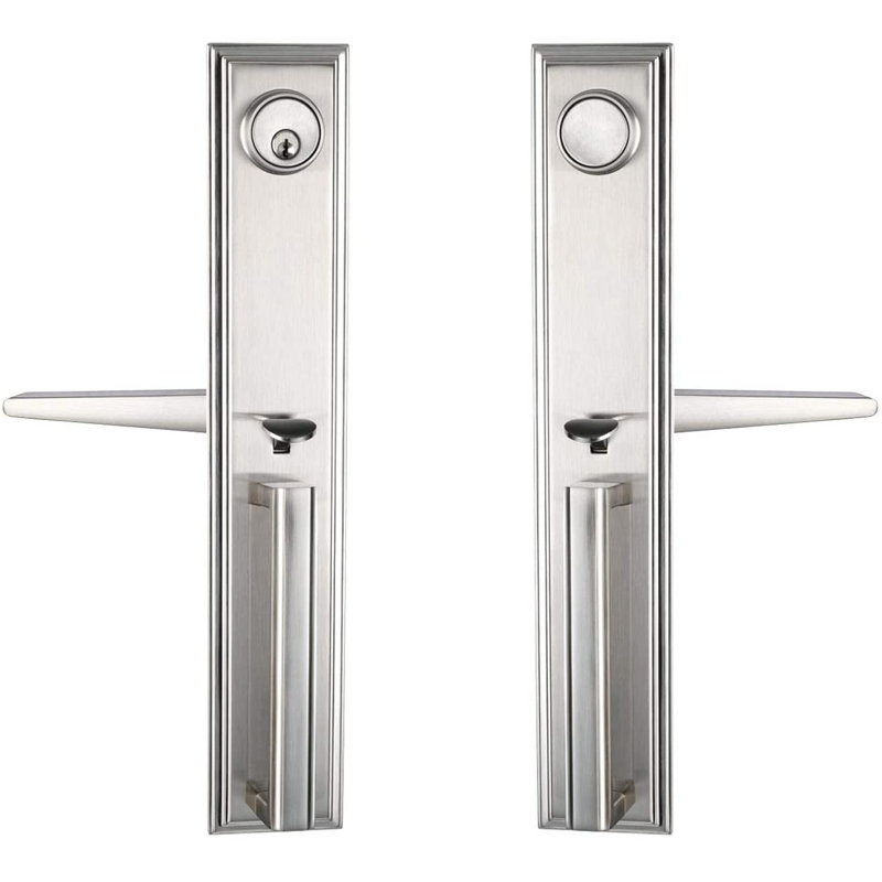 NEWBANG Silver Double Door Handleset Front Entry Door Lockset Exterior